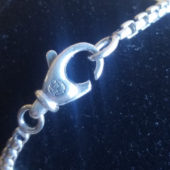 David Yurman vintage sterling silver chevron dog tag pendant box chain necklace - Picture 7 of 11